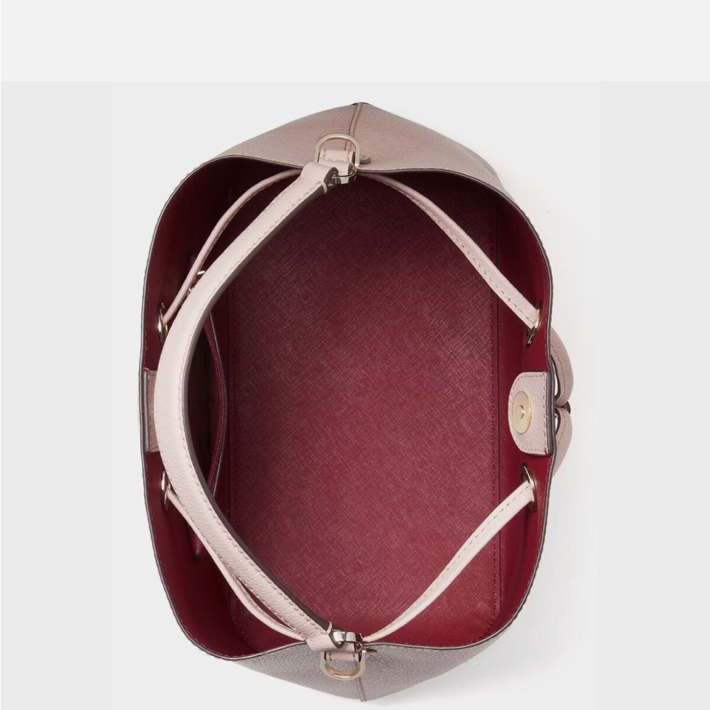 Kate Spade Eva Refined Grain White Leather Large Bucket Purse - Picture 3 of 6